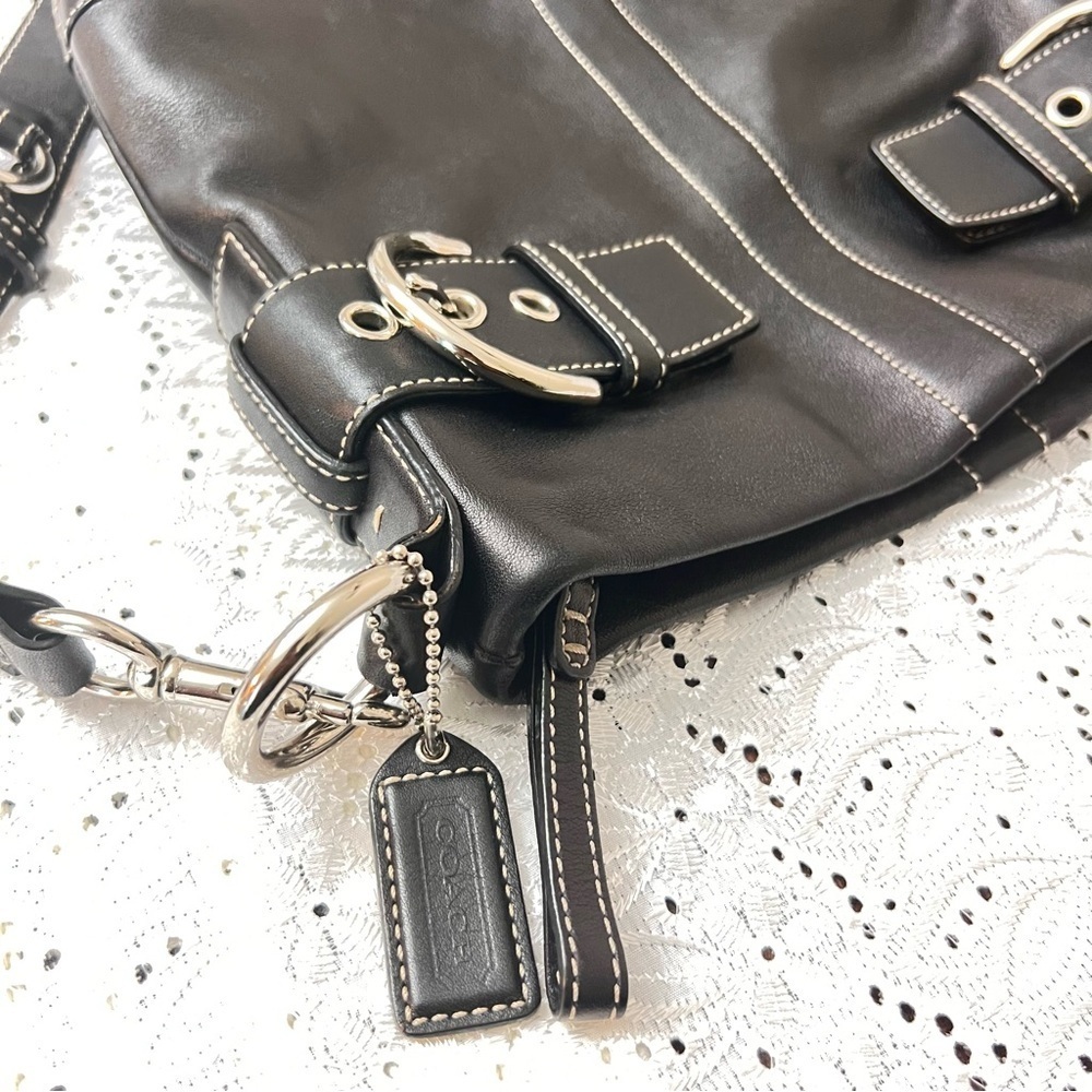 Vintage COACH Soho Slim Shoulder Bag Blk soft Leather #1452 like new - Picture 7 of 9